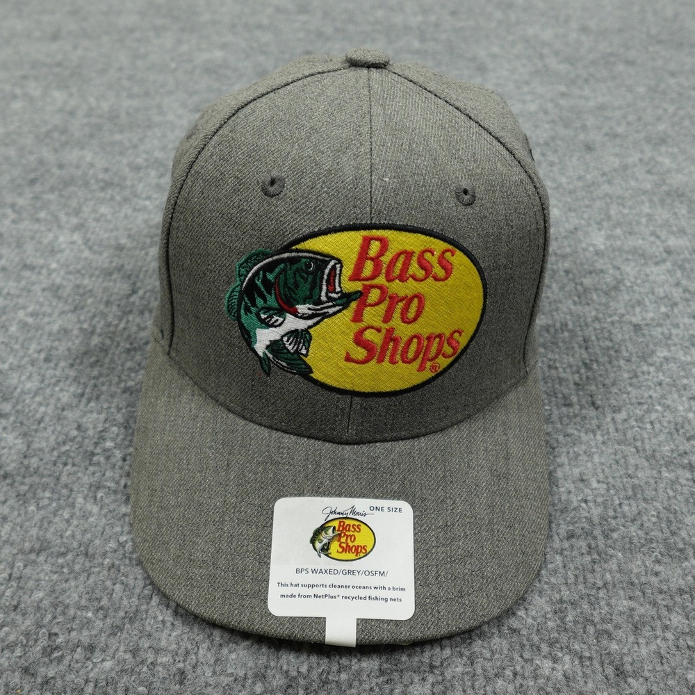 Bass Pro Shops Hat Cap Strap Back Mens One Size Gray Tweed Fish Outdoor Logo